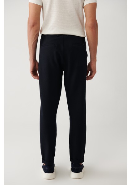 Erkek Lacivert Beli Lastikli Bi-Stretch Chino Slim Fit Pantolon B003033 fırsatları