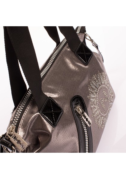 1058 Kadın Taşlı Omuz Çantası Gri modelleri