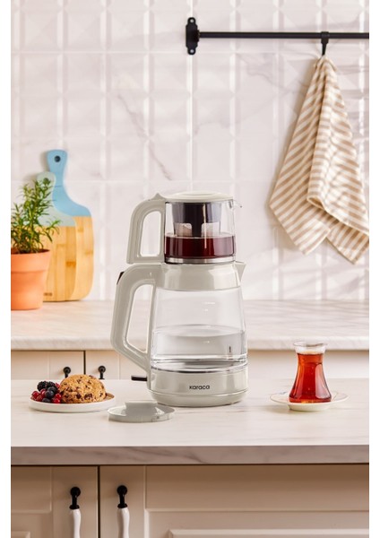 Xl Cam Çay Makinesi 0,9 Lt Cam Demlik 2,2 Lt Cam Su Isıtıcı Haznesi, 35 Bardak Kapasite modelleri