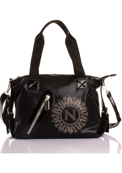 1058 Kadın Taşlı Omuz Çantası Siyah