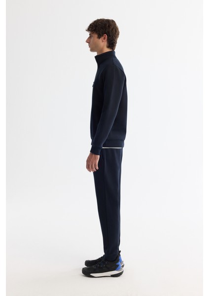 Erkek Lacivert Dik Yaka Fermuarlı 3 İplik Şardonlu Regular Fit Sweatshirt E001020 modelleri