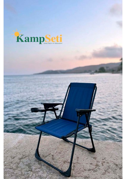 Kampseti 3 Adet Katlanır Kamp Sandalye ve Masa Seti-Taşınabilir Piknik Bahçe Sandalyesi-Masası