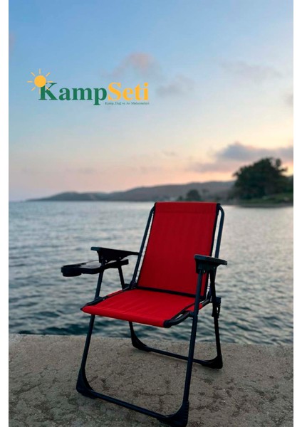 Kampseti 3 Adet Katlanır Kamp Sandalye ve Masa Seti-Taşınabilir Piknik Bahçe Sandalyesi-Masası
