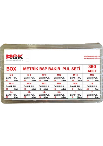 Mgk Bakır Pul Seti Metrik+Bsp (390 Adet)