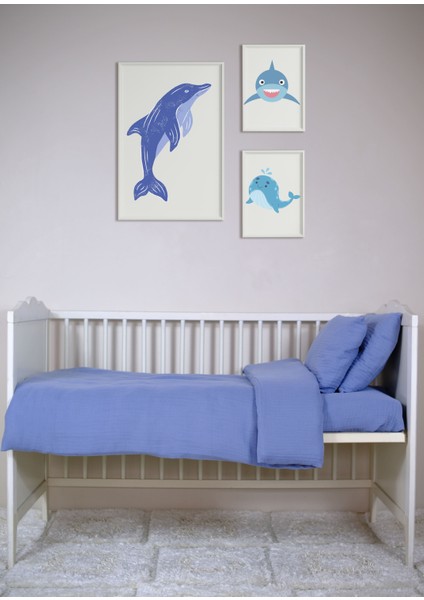 Muslin Bebek Nevresim Takımı 2 Yastık Kılıfı, Nevresim, Lastikli Çarşaf - %100 Organik Pamuk