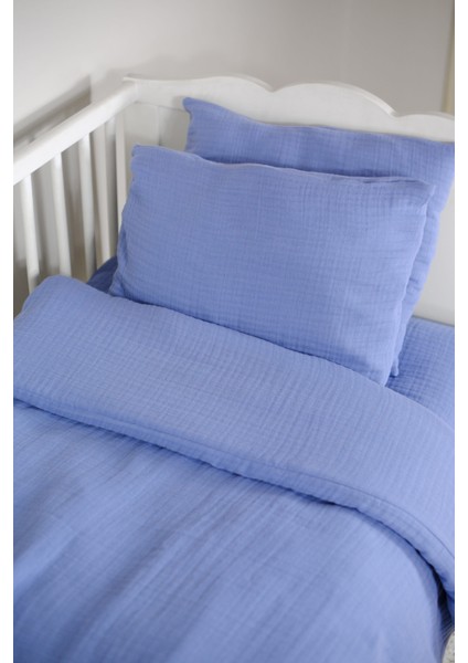 Muslin Bebek Nevresim Takımı 2 Yastık Kılıfı, Nevresim, Lastikli Çarşaf - %100 Organik Pamuk