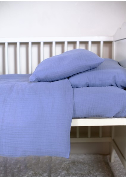 Muslin Bebek Nevresim Takımı 2 Yastık Kılıfı, Nevresim, Lastikli Çarşaf - %100 Organik Pamuk