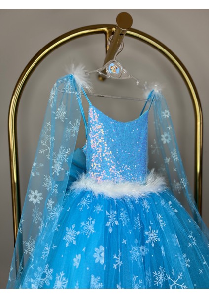 Kız Çocuk Mavi Elsa Frozen Kostüm, Karlar Kraliçesi Doğum Günü Konsepti, Asa Set Hediyeli fırsatları