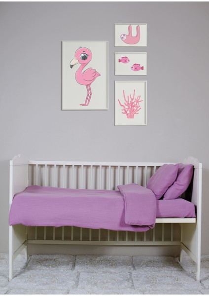 Muslin Bebek Nevresim Takımı 2 Yastık Kılıfı, Nevresim, Lastikli Çarşaf - %100 Organik Pamuk