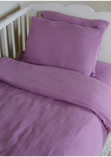 Muslin Bebek Nevresim Takımı 2 Yastık Kılıfı, Nevresim, Lastikli Çarşaf - %100 Organik Pamuk