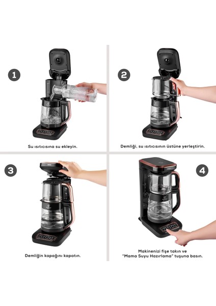 Çaysever Robotea Pro 4in1 Konuşan Otomatik Çay, Su ve Filtre Kahve Demleme Makinesi , Mama Suyu Hazırlama, Aile Boyu Kapasite modelleri