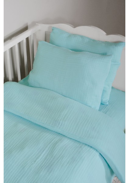 Muslin Bebek Nevresim Takımı 2 Yastık Kılıfı, Nevresim, Lastikli Çarşaf - Pamuk