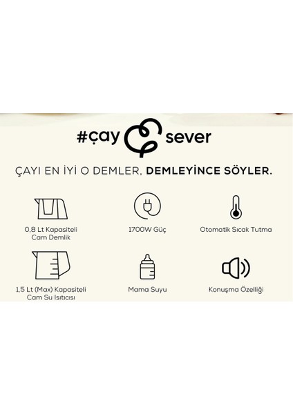 Konuşan Cam Çay Makinesi Su Isıtıcı ve Mama Suyu Hazırlama 1700W Starlight indirimleri