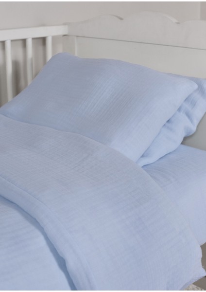 Muslin Bebek Nevresim Takımı 2 Yastık Kılıfı, Nevresim, Lastikli Çarşaf - Pamuk