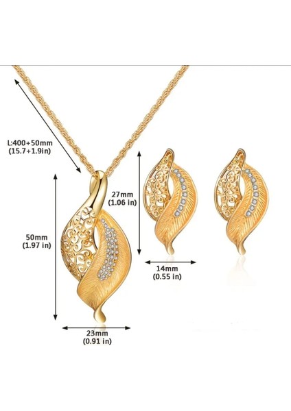 Takı Seti Inci Rhinestones Kolye & Sallantılı Küpe