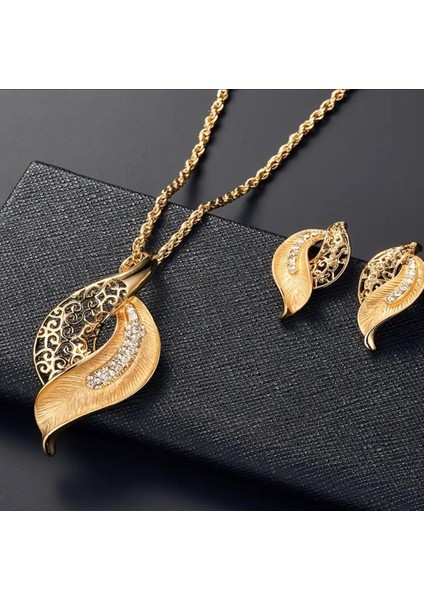 Takı Seti Inci Rhinestones Kolye & Sallantılı Küpe