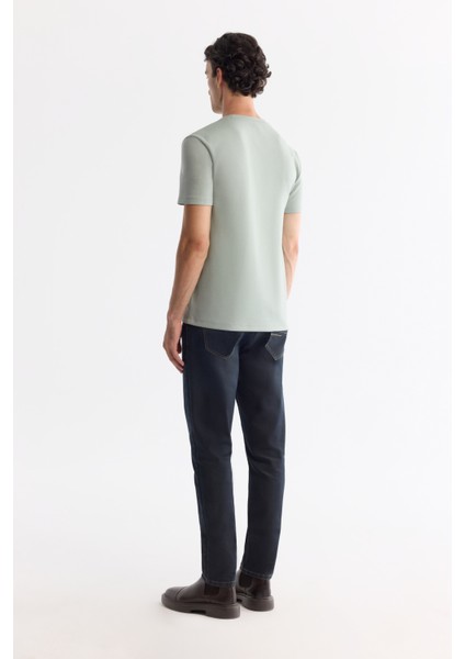 Erkek Mint Yeşil Bisiklet Yaka Baskılı Elastan Regular Fit T-Shirt A42Y1011 fırsatları