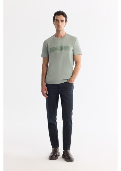 Erkek Mint Yeşil Bisiklet Yaka Baskılı Elastan Regular Fit T-Shirt A42Y1011 indirimleri