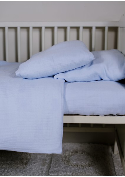 Muslin Bebek Nevresim Takımı 2 Yastık Kılıfı, Nevresim, Lastikli Çarşaf - Pamuk