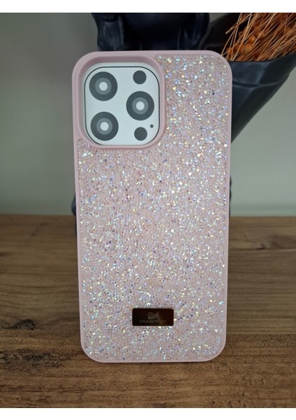iPhone 15 Pro Max Uyumlu Işıltılı Taşlı Lüks İçi Kadife Kamera Çıkıntılı Swarovski Kılıf