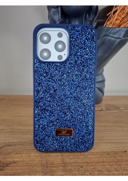 iPhone 15 Pro Max Uyumlu Işıltılı Taşlı Lüks İçi Kadife Kamera Çıkıntılı Swarovski Kılıf