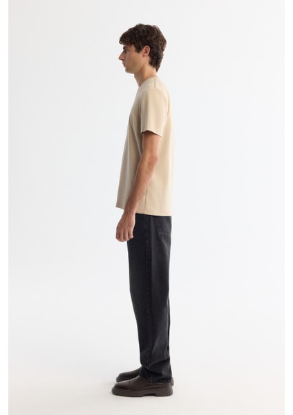 Erkek Vizon Bisiklet Yaka Gofreli Elastan T-shirt A42y1004