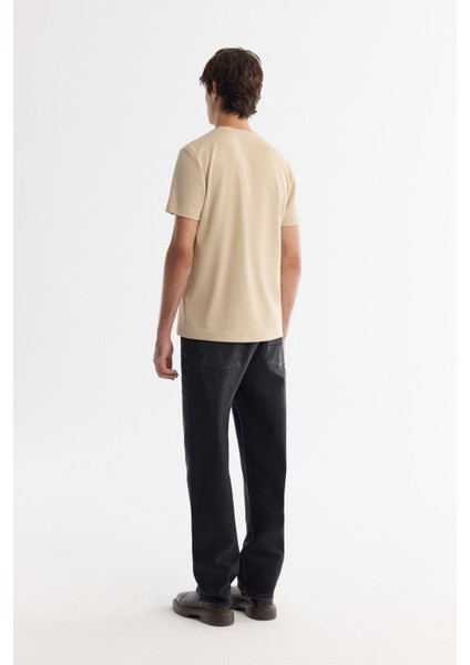 Erkek Vizon Bisiklet Yaka Gofreli Elastan T-shirt A42y1004