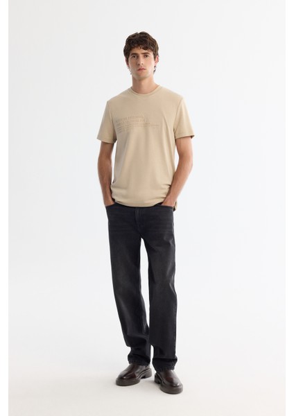 Erkek Vizon Bisiklet Yaka Gofreli Elastan T-shirt A42y1004