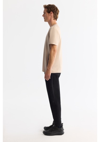 Erkek Bej Bisiklet Yaka Baskılı Elastan T-shirt A42y1017 modelleri