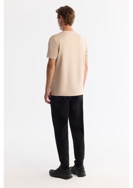 Erkek Bej Bisiklet Yaka Baskılı Elastan T-shirt A42y1017 fırsatları
