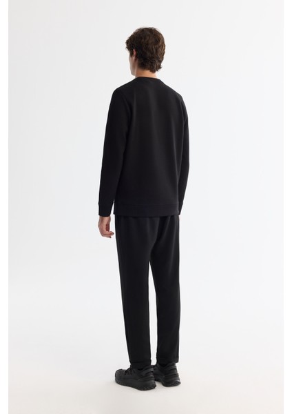 Erkek Siyah Bisiklet Yaka Pamuklu Baskılı Elastan Regular Fit Sweatshirt A42Y1240 fırsatları