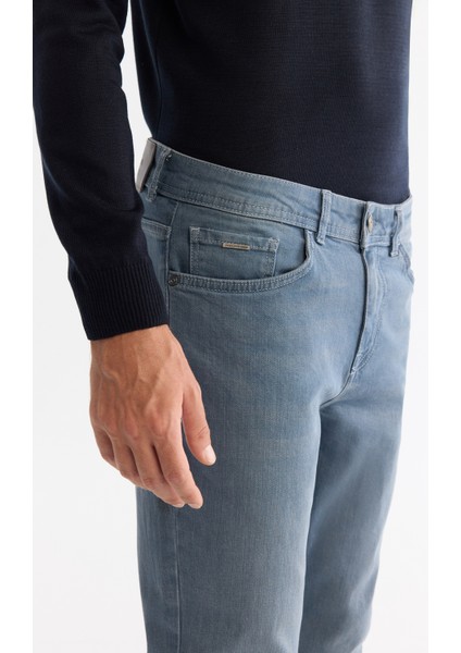 Erkek Mavi Eskitme Yıkamalı Esnek Jean Pantolon A42y3505
