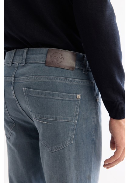 Erkek Mavi Eskitme Yıkamalı Esnek Jean Pantolon A42y3505