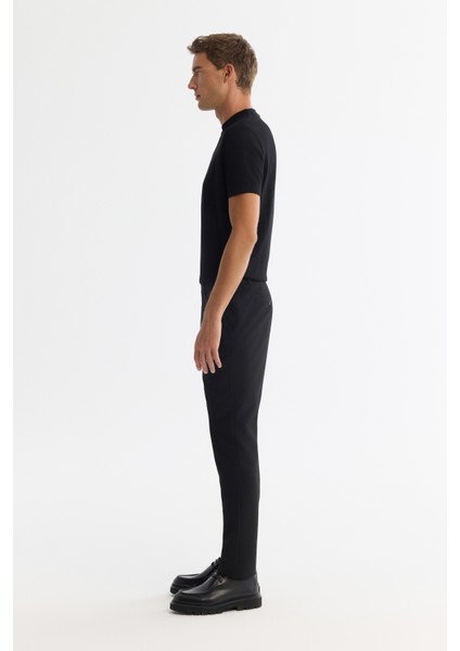 Erkek Siyah Yandan Cepli Bi-Stretch Takım Elbise Pantolonu A42Y3212