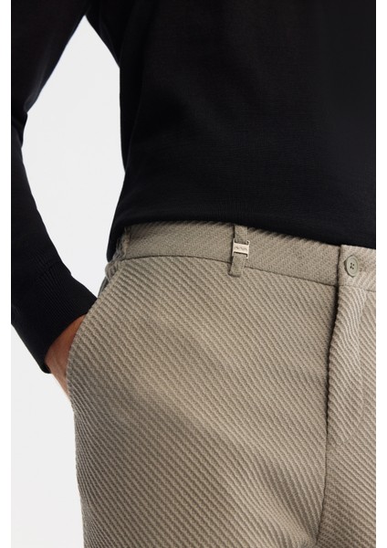 Erkek Vizon Yandan Cepli Bi-Stretch Slim Fit Pantolon A42Y3212