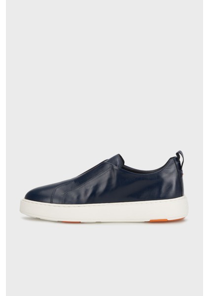 Logolu Deri Kalın Tabanlı Slip-On Sneaker Ayakkabı Erkek Ayakkabı MBCD21995BARTMVIU55