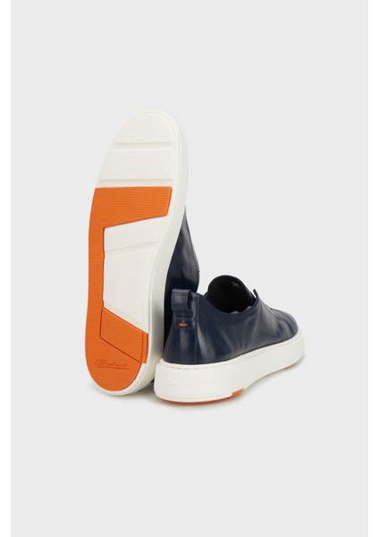 Logolu Deri Kalın Tabanlı Slip-On Sneaker Ayakkabı Erkek Ayakkabı MBCD21995BARTMVIU55