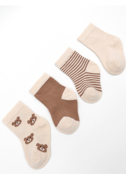 4'lü Organik Bebek Çorap Lacivert / (Gots) Seltifikalı Yenidoğan Organik Çorap