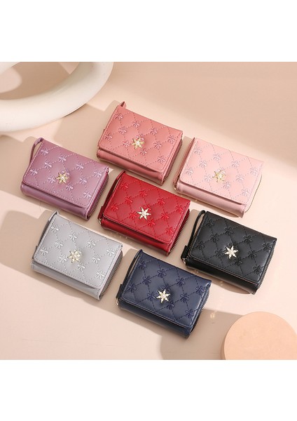 Kadın Cüzdanı Kısa Kart Tutucu Üç Katlı Çanta Büyük Kapasiteli Çoklu Kart Yuvası (Yurt Dışından) modelleri
