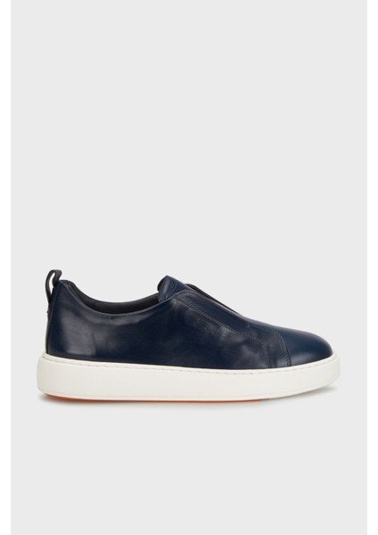 Logolu Deri Kalın Tabanlı Slip-On Sneaker Ayakkabı Erkek Ayakkabı MBCD21995BARTMVIU55