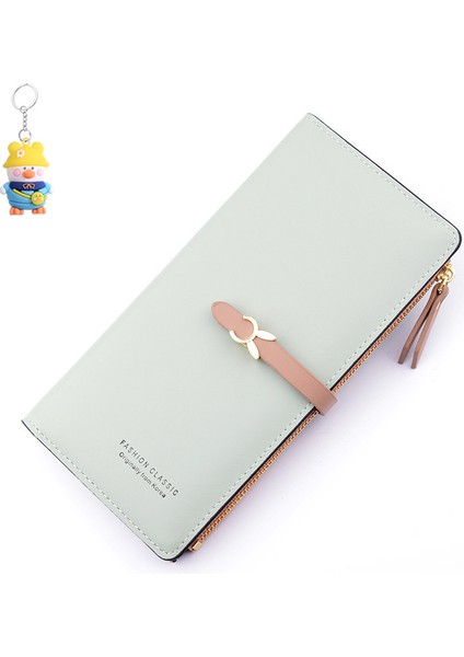 Bayan Cüzdan Kadın Uzun Öğrenci Moda Fermuar Toka Ince Cüzdan Çoklu Kart Yuvası Kart Tutucu (Yurt Dışından)