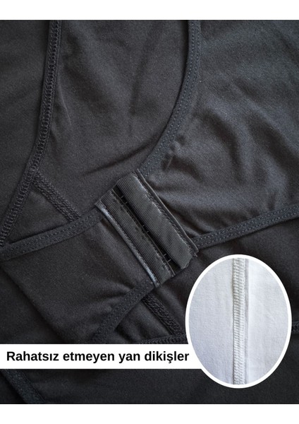 Kadın Ip Askılı Çıtçıtlı Body, Modal, Kancalı Yumuşak Dokulu 2'li Paket Beyaz + Siyah, Xl