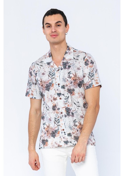 Erkek Regular Fit Desenli Kısa Kollu T-Shirt Gömlek
