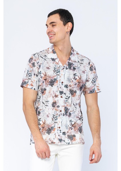 Erkek Regular Fit Desenli Kısa Kollu T-Shirt Gömlek