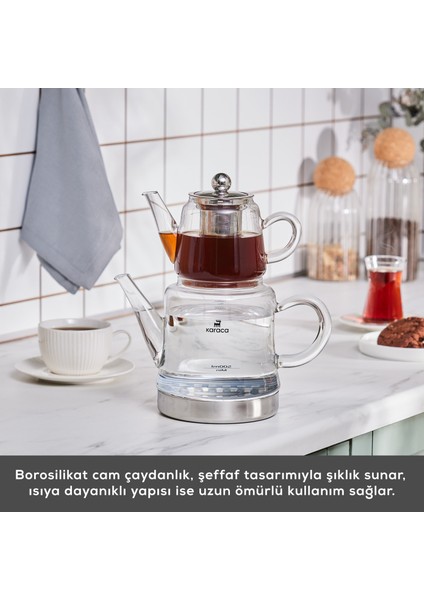 Dora Midi Borosilikat Cam Çaydanlık