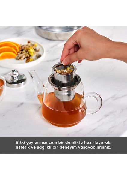 Dora Midi Borosilikat Cam Çaydanlık