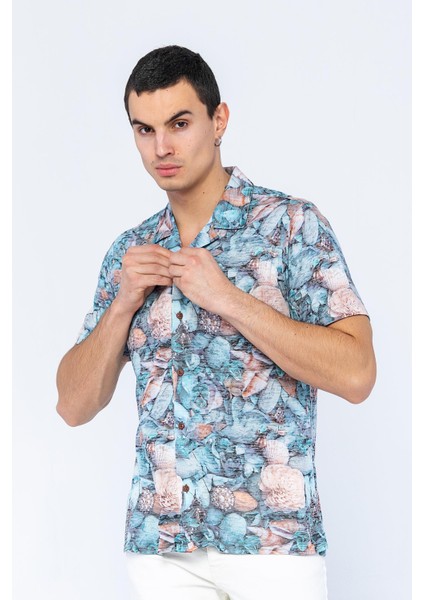 Erkek Regular Fit Desenli Kısa Kollu T-Shirt Gömlek