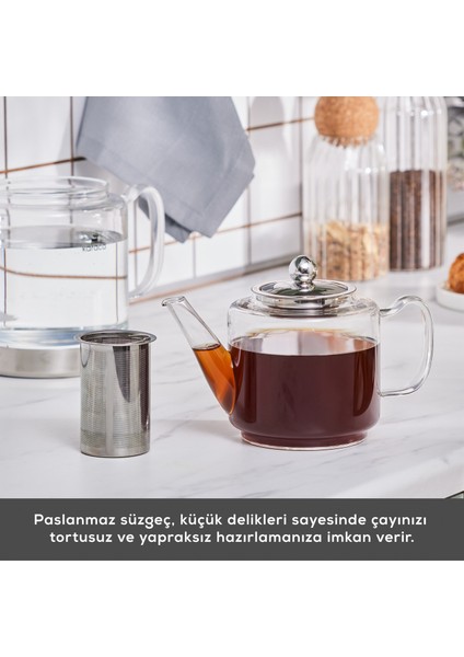 Dora Borosilikat Cam Maxi Çaydanlık