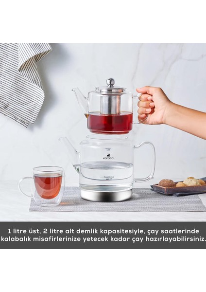 Dora Borosilikat Cam Maxi Çaydanlık
