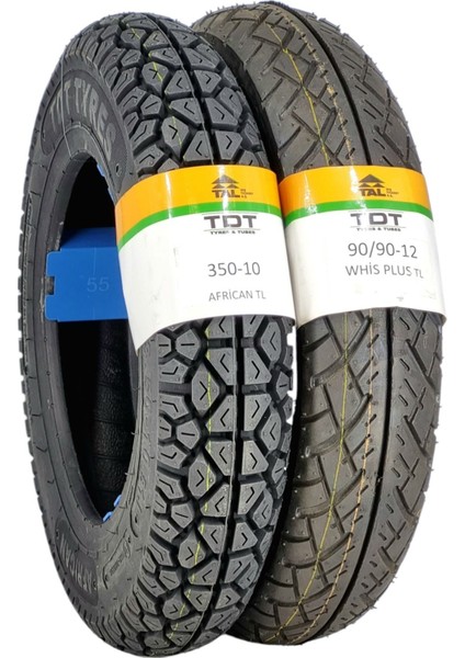 350-10 ve 90/90-12 Tl (Tubeless - Dubleks) Lastik Takımı